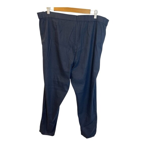 J. Jill Pants XL Tall Navy Stretch Linen Slim Leg Crop Side Zip Button - Picture 6 of 8